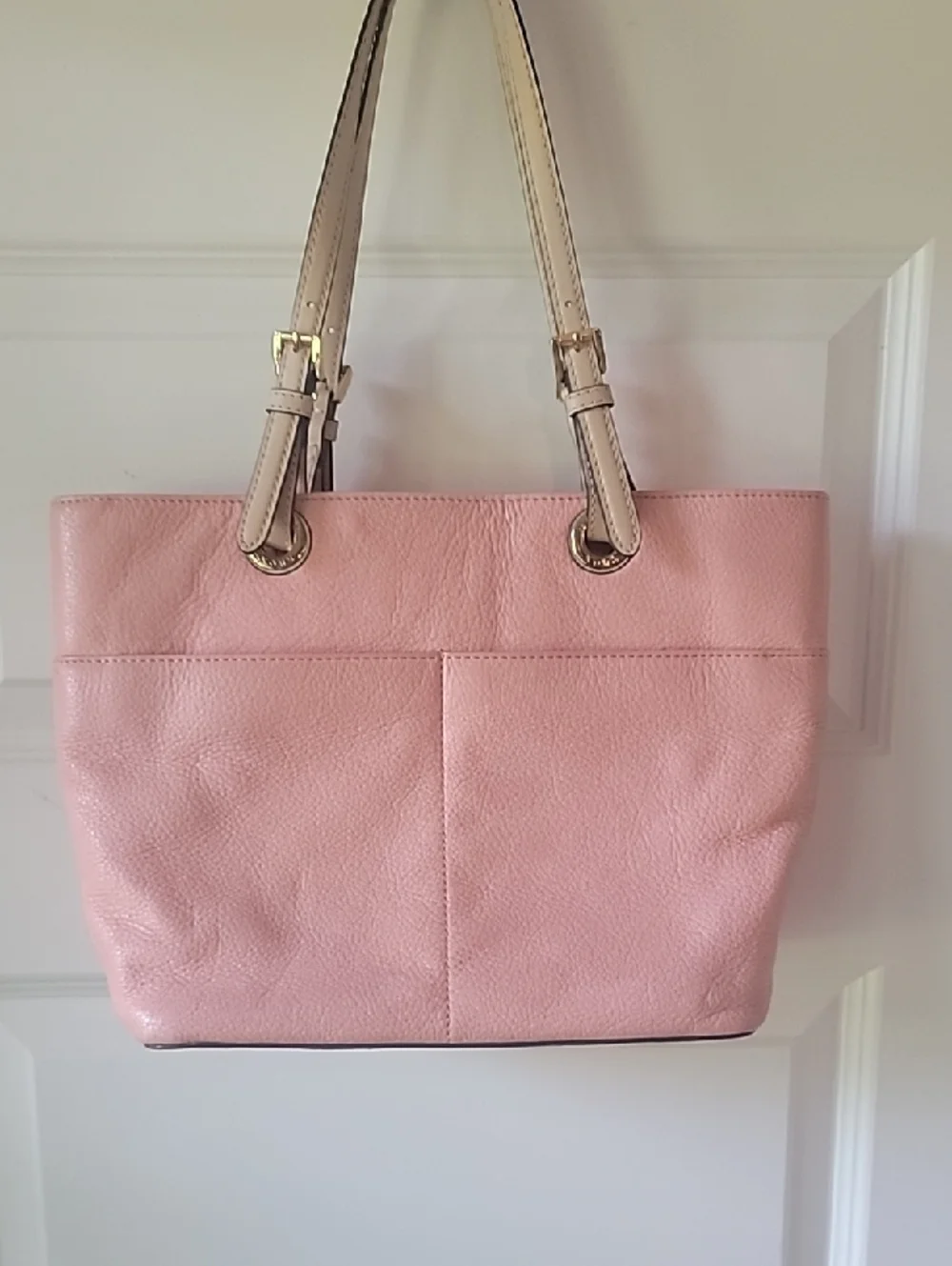 Michael Kors Blush Pink Leather Tote with Gold Accents